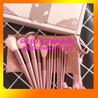 Cọ trang điểm Fix Hồng 13 Cây,bộ Cọ makeup Trang Điểm cá nhân kèm túi đựng