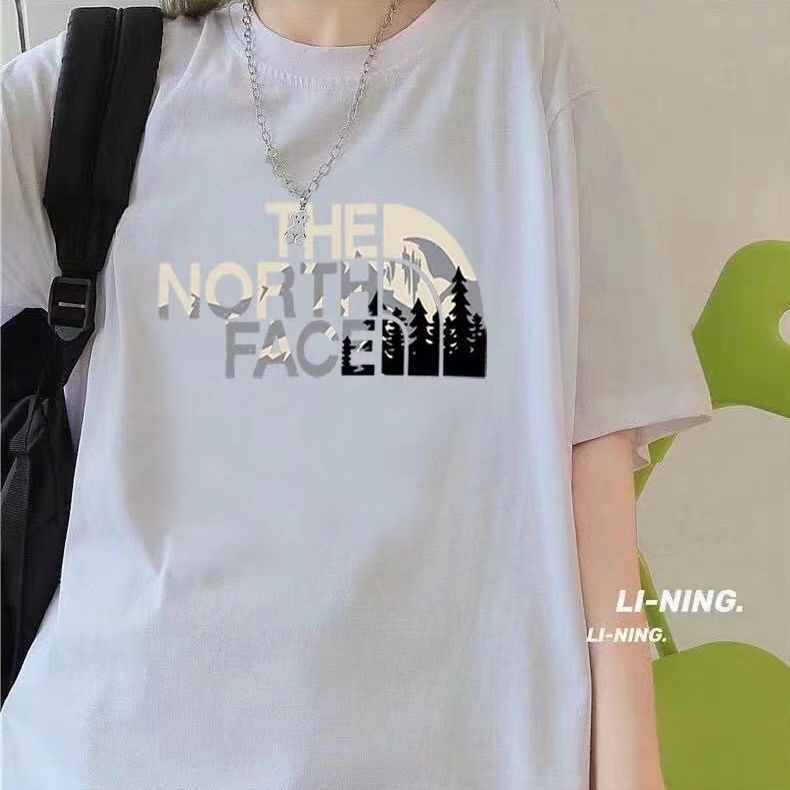 THE NORTH FACE Snow Mountain Printed Cotton T-shirt Men's and Women's Loose Sports Casual All-match Short Sleeve