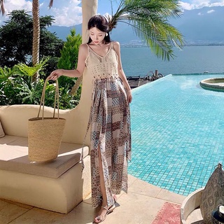 Quần culottes boho nữ xẻ tà mùa hè