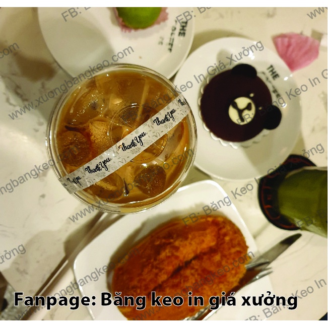 Băng keo THANK YOU dán ly cafe - nắp hộp (rộng: 1.2cm - 1,5cm)