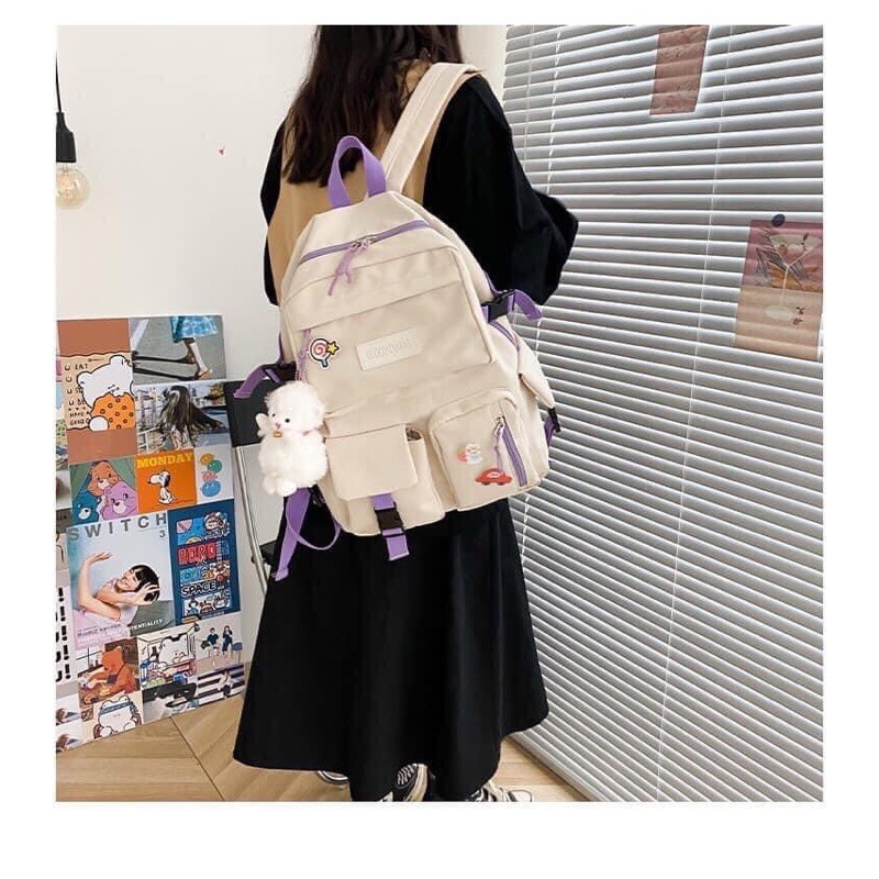 Balô ulzzang 2 túi nhỏ