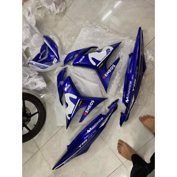 Tem rời exciter 150 xanh movitar y15zr, tặng kèm set logo, tem 3 lớp không bay màu