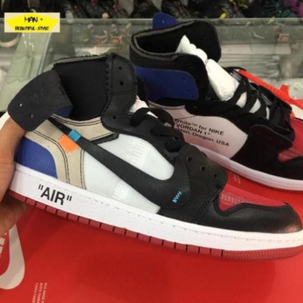 Sales Giày sneaker AIR JORDAN 1 off white đỏ đen gót xanh ✔️ 2020 💎 [ Real ] . *