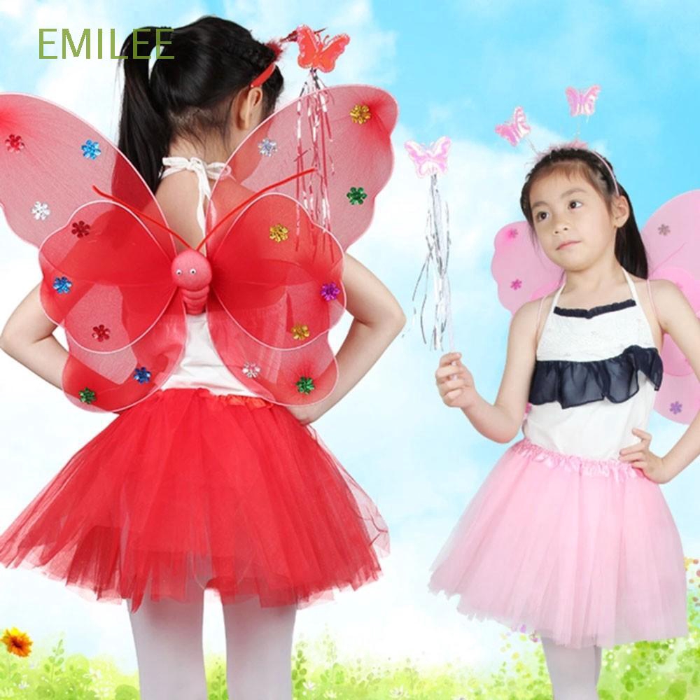 Set đồ cosplay cánh bướm gồm khăn choàng và cánh thiên thần có đèn LED cho bé