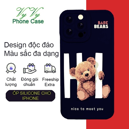 Ốp đt iphone gấu/ BEAR trang nhã Iphone 6 đến 13 VyVy phone case HA-22BEAR023