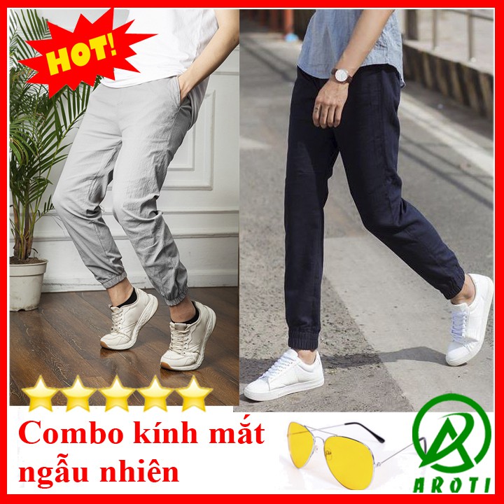 Quần Jogger Nam AROTI Form Slim Fit Chất Đũi Dày Đẹp Cao Cấp, Siêu Mát, Co Giãn Tốt Dáng Hàn Thể Thao Đủ Size QD44+KÍNH