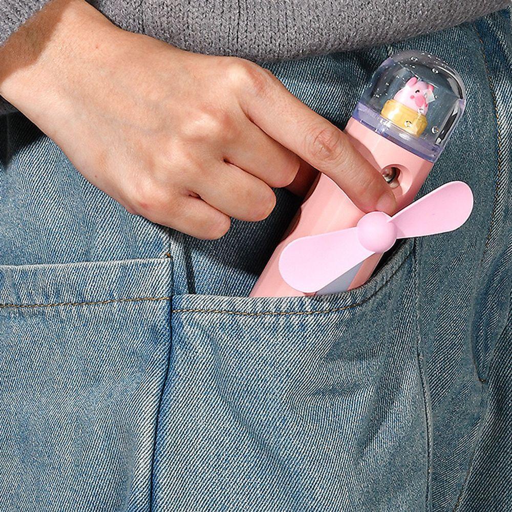 Quạt Siêu Âm Mini Hình Mặt Cười Có Đèn ​Quạt Phun Sương Cầm Tay Yên Tĩnh