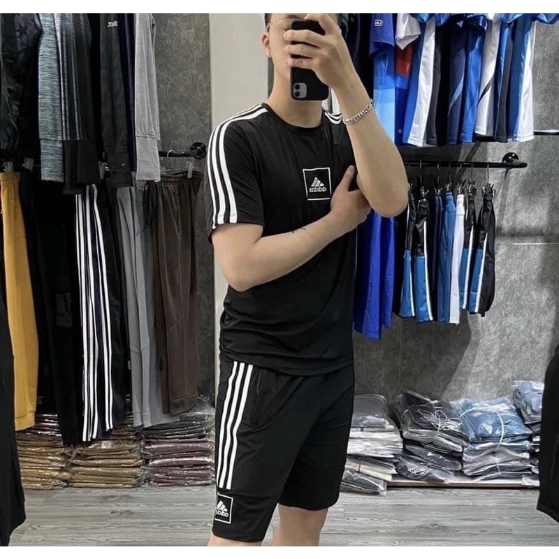 Bộ thể thao cộc tay mùa hè có hoạ tiết logo, Bộ thể thao thời trang phong cách giới trẻ cotton btshop từ 45 đến 75 kg