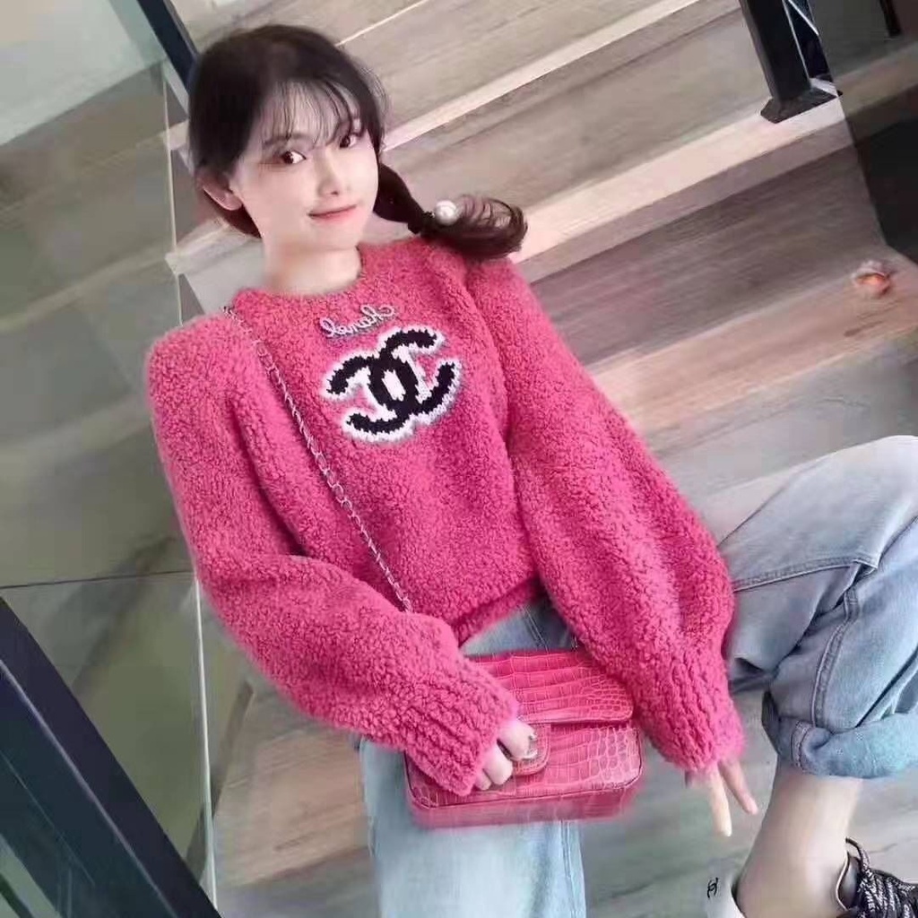 2022 Xiaoxiangfeng Áo Sweater Lông Cừu Cổ Tròn In Chữ Phong Cách Xuân Thu Bán Chạy Hợp Thời Trang Cho Nữ CC