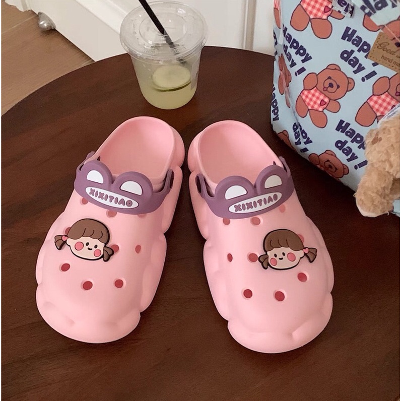 Dép cross, dép sục nữ Hàn Quốc đi mưa, đai chữ HAPPY DAY - sẵn hàng 4 màu - TGSSUCNHUA07