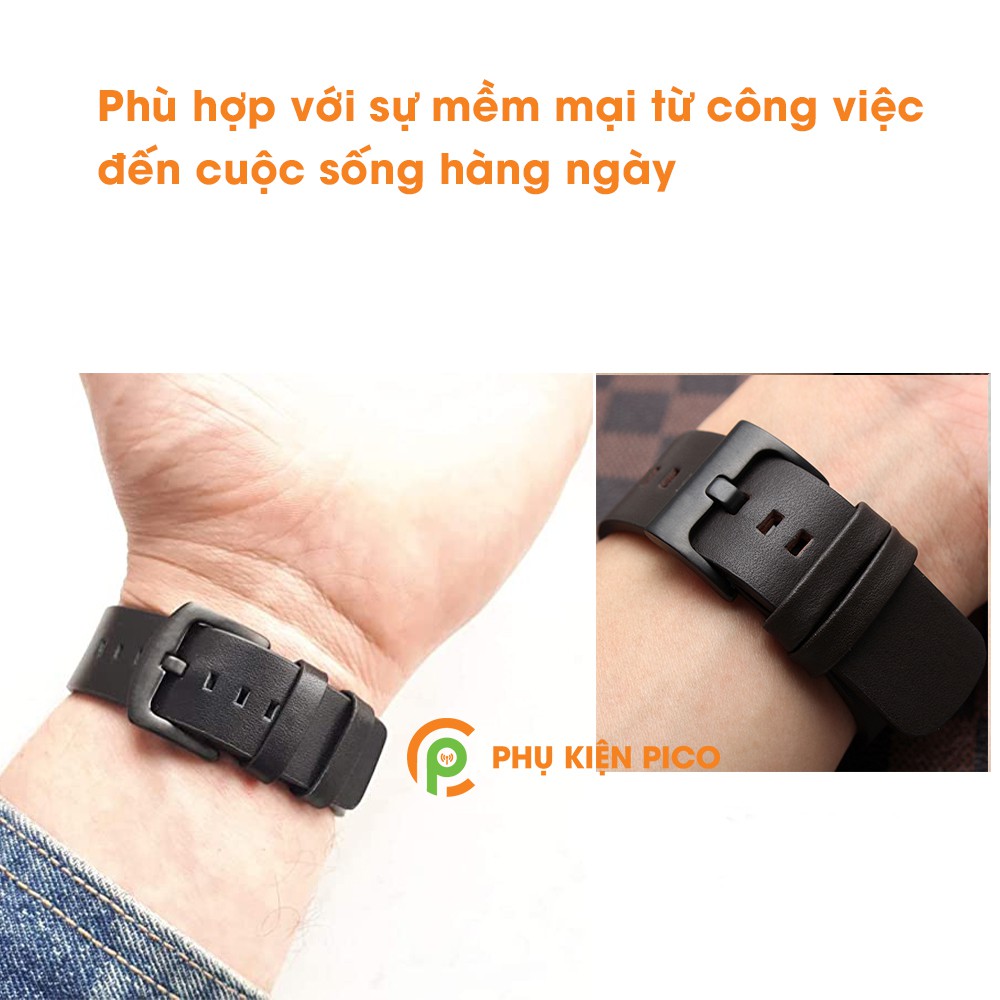 Dây da đồng hồ Samsung Watch Active 2 bản 40/44mm vân mịn dây 20mm màu đen khóa đen, màu nâu khóa bạc