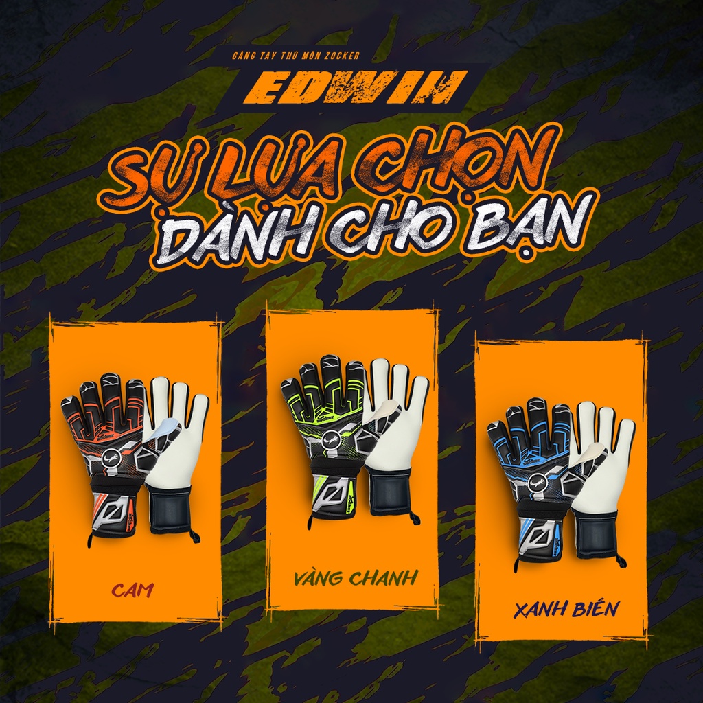 Găng Tay Thủ Môn ZOCKER Gloves Edwin Không Xương Linh Hoạt