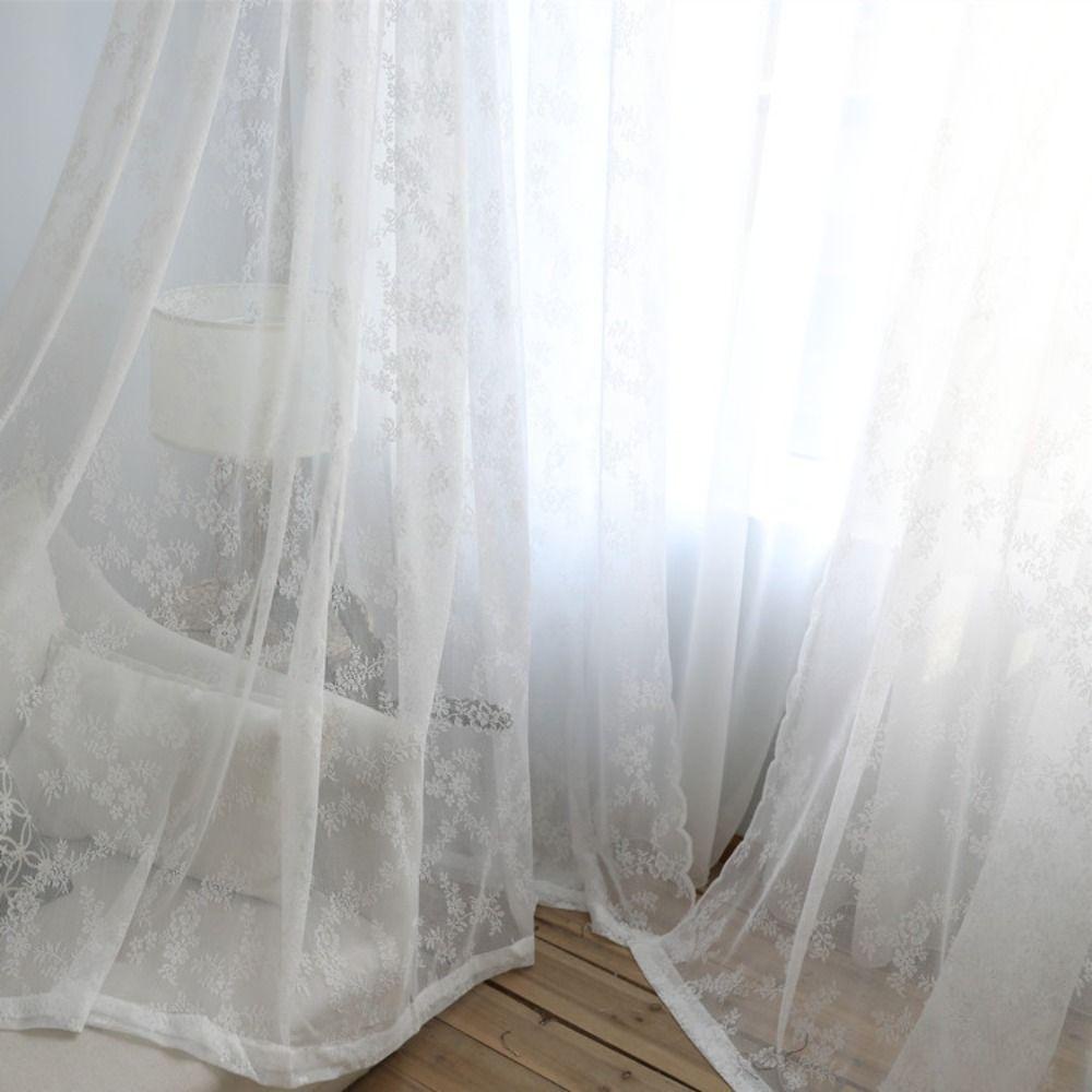 1 Rèm Cửa Sổ Ngắn Vải Tuyn Họa Tiết Hoa Vintage Trang Trí Phòng Khách / Phòng Ngủ