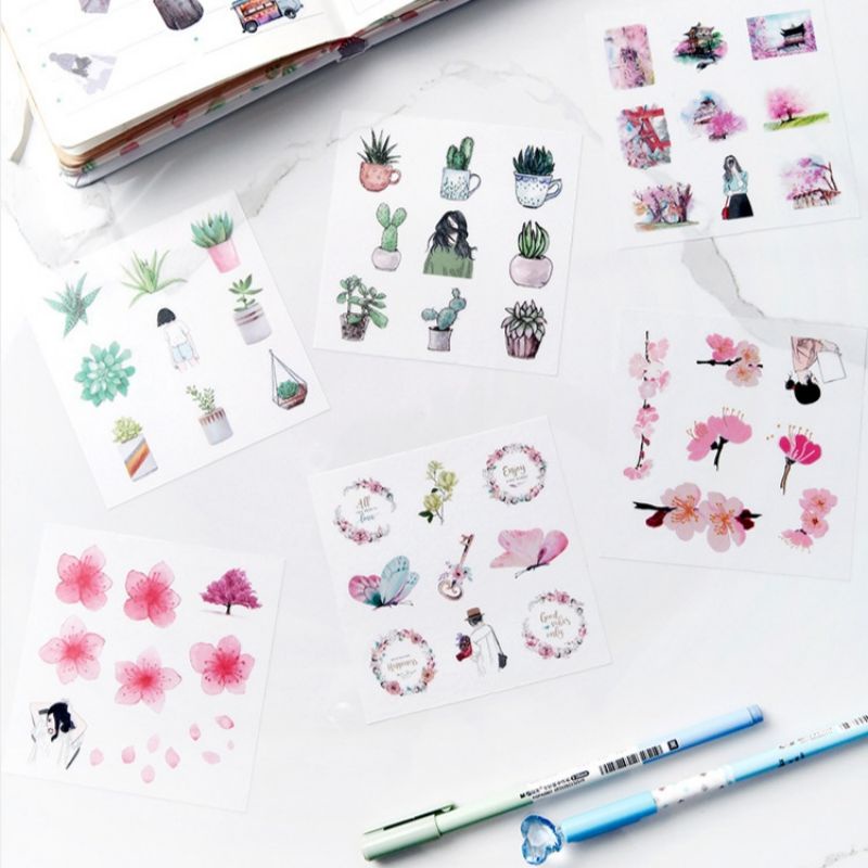 Set Sticker/ Hình dán washi  dễ thương  trang trí sổ tay, thiệp, sản phẩm handmade, DIY