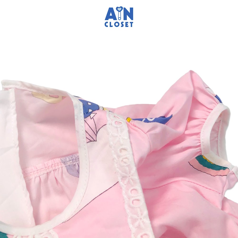 Đầm bé gái họa tiết Ngựa pony hồng cotton - AICDBGCTU5OP - AIN Closet