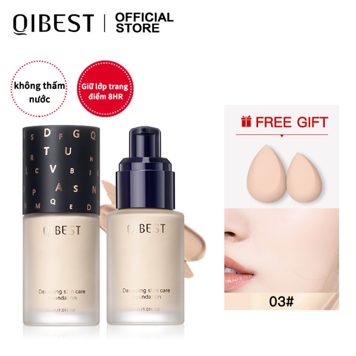 Kem nền QIBEST kiểm soát dầu lâu trôi chống thấm nước che phủ toàn diện 3 tông màu tuỳ chọn 125g