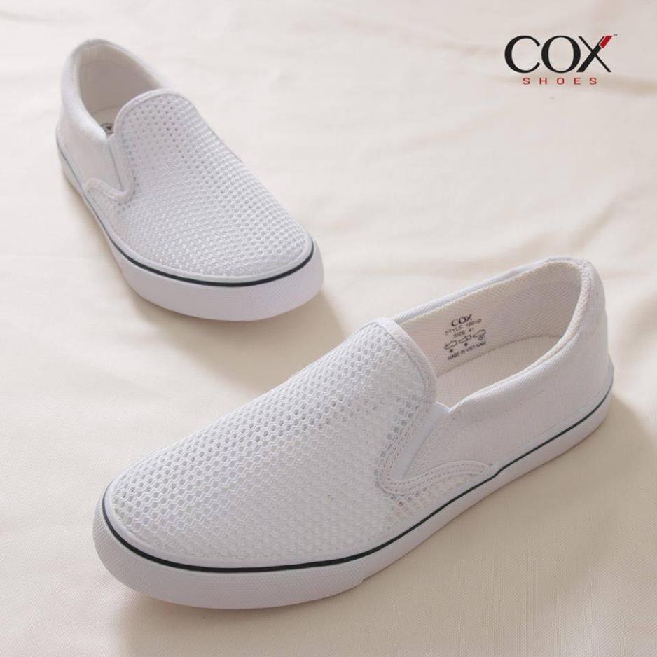 [Freeship - Chính Hãng] Giày Lười Vải Cox Shoes White 1001