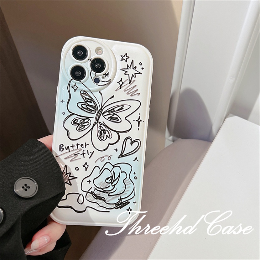 Ốp Điện Thoại TPU Mềm Đệm Khí Chống Rơi In Hình Bướm Cho iPhone 14 13 12 11 Pro Max SE 2020 X Xr Xs Max 8 7 6 6s Plus