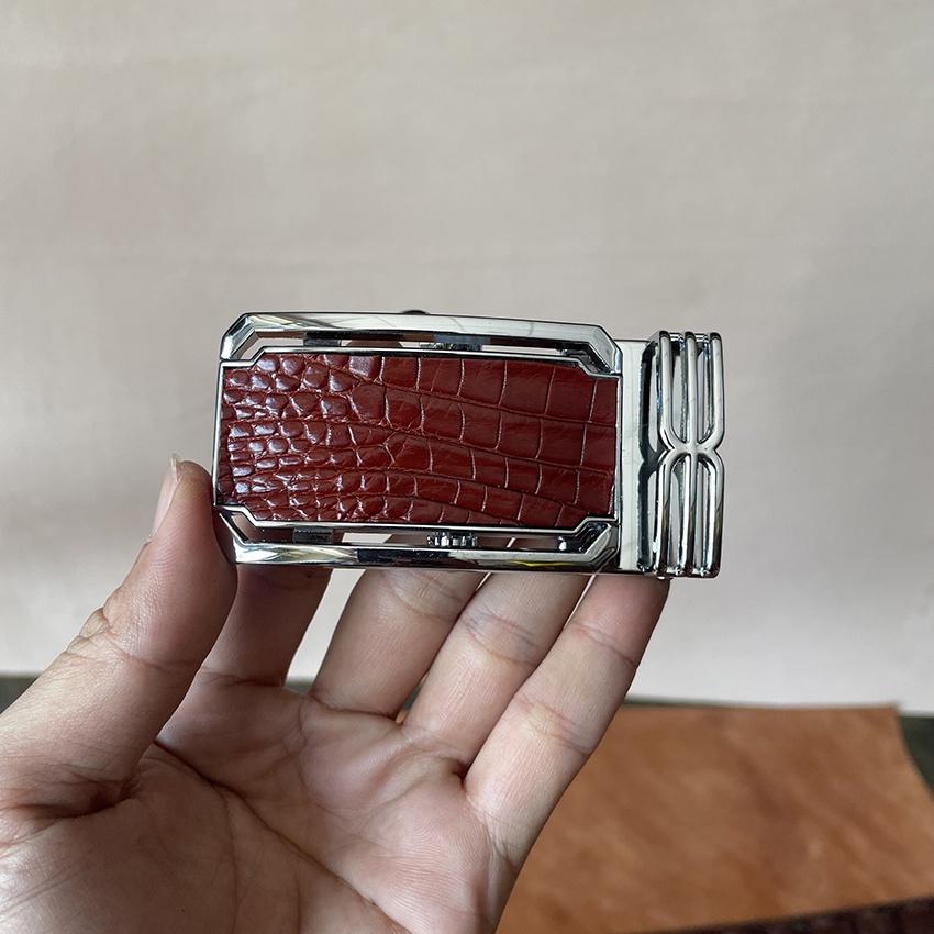 Mặt Khóa Cá Sấu, Khóa Thắt Lưng Nam Cá Sấu Loại Khóa Tì Dán Da Cá Sấu Size 3.5cm và 4cm Đủ Ba Màu Đen, Nâu Đất, Nâu Đỏ