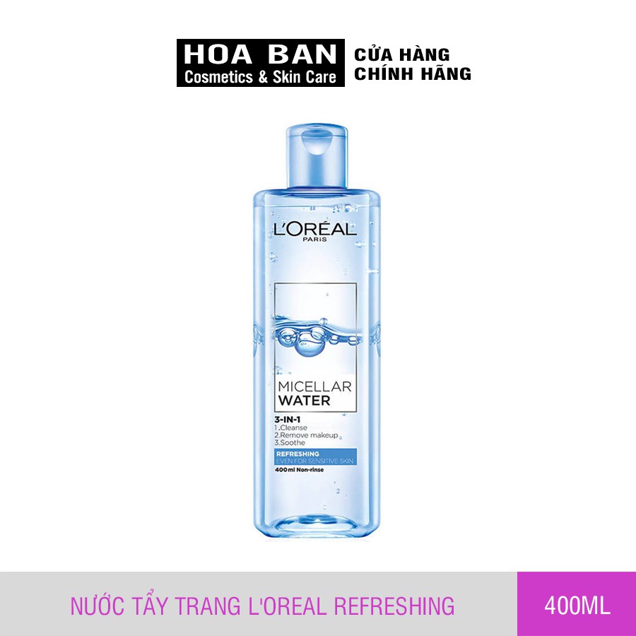Nước tẩy trang cho mọi loại da L'Oreal Paris 3-in-1 Micellar Water 400ml | BigBuy360 - bigbuy360.vn