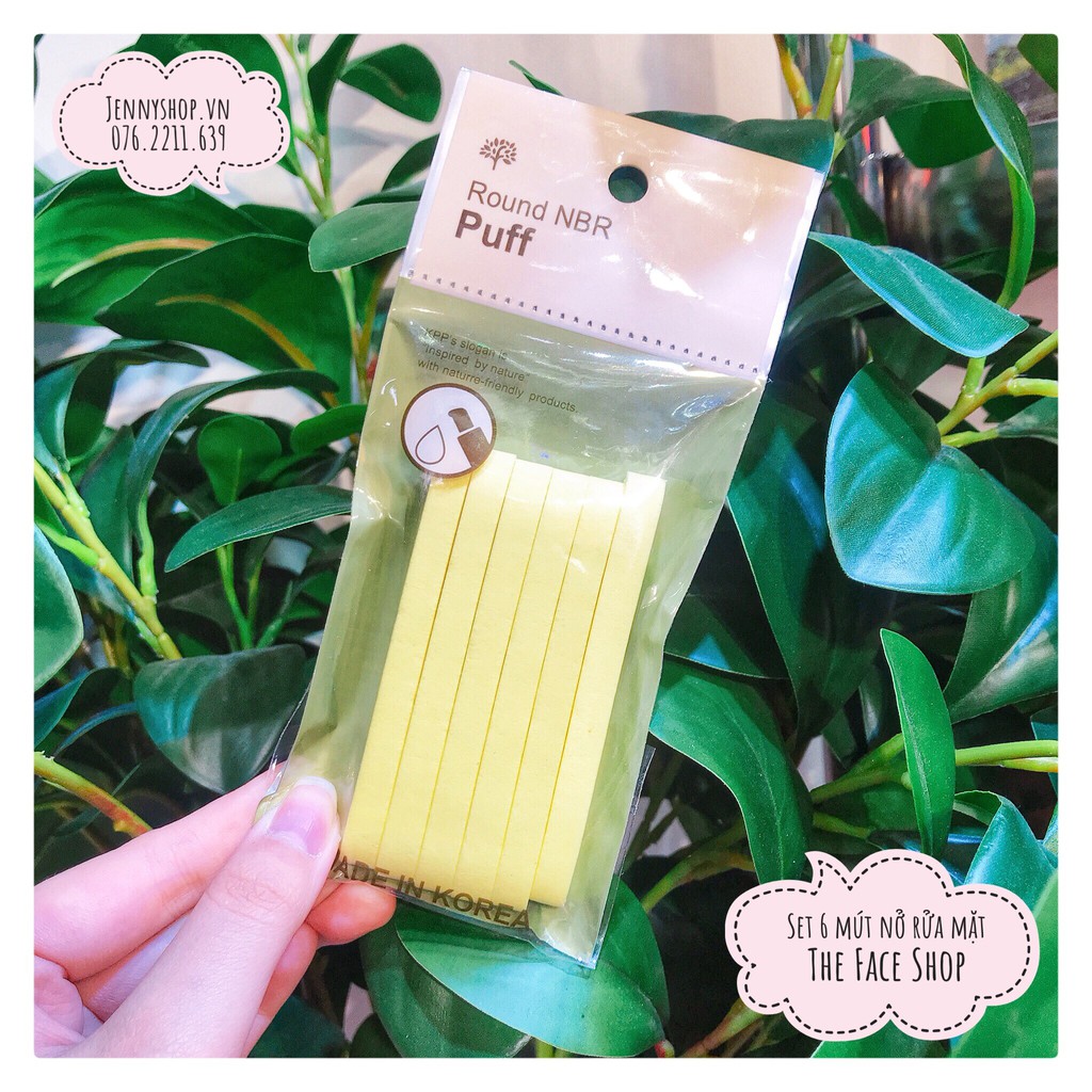 Gói 6 Miếng Bọt Biển Nén Rửa Mặt Round NBR Puff
