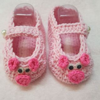 SET MŨ + GIÀY HEO HỒNG - MÓC LEN HANDMADE