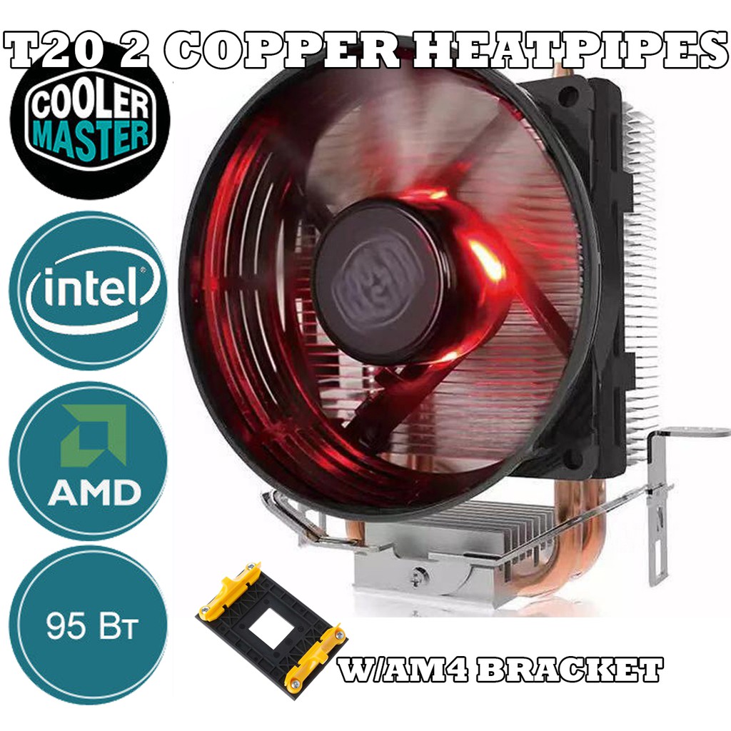 COOLER MASTER Quạt Tản Nhiệt Cpu Master T20 2 Ống Đồng 90mm Cho Intel LGA775 115X 1200 AMD AM5 AM4