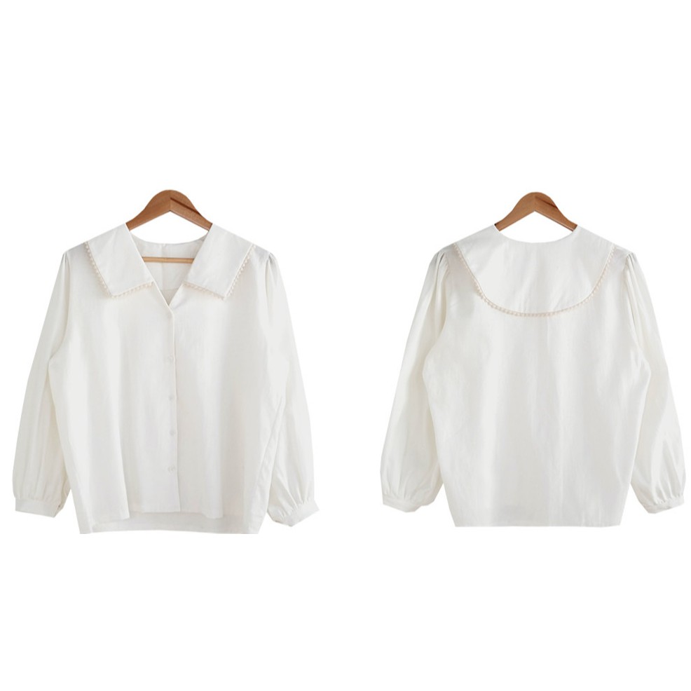 Áo Sơ Mi Dài Tay Phối Ren Xinh Xắn Dành Cho Nữ 29936