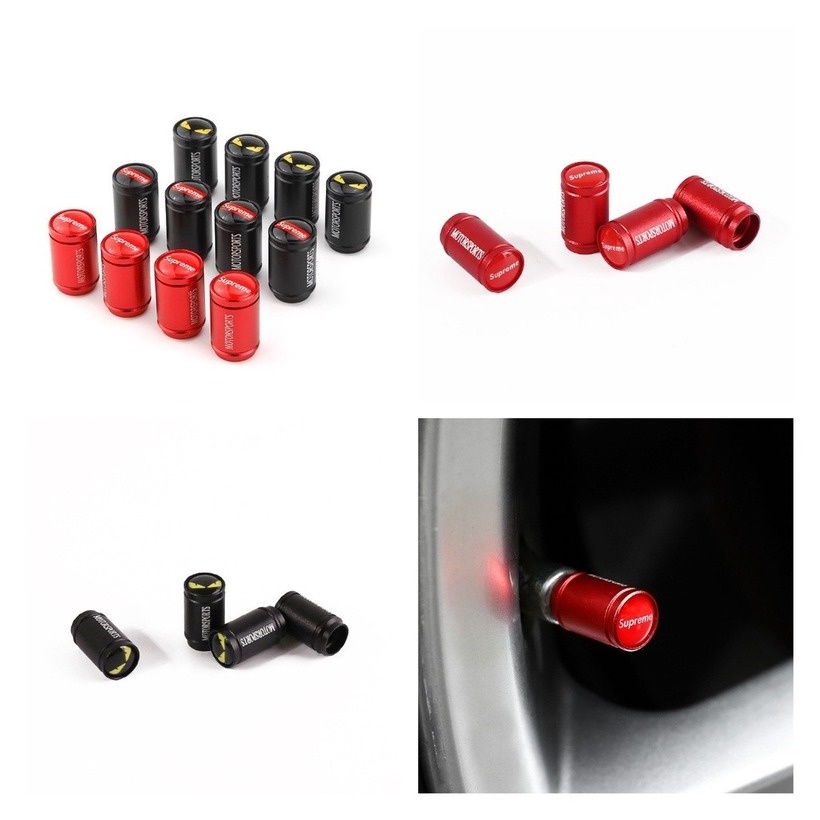 Set 4 Nắp Van Bánh Xe Hơi / Xe Máy In Chữ Supreme Cá Tính