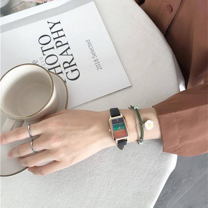 Cô. Winner's Đồng Hồ Đeo Tay Mặt Vuông Tinh Tế Đơn Giản Cao Cấp Phong Cách Hàn Quốc 2020 Cho Nữ