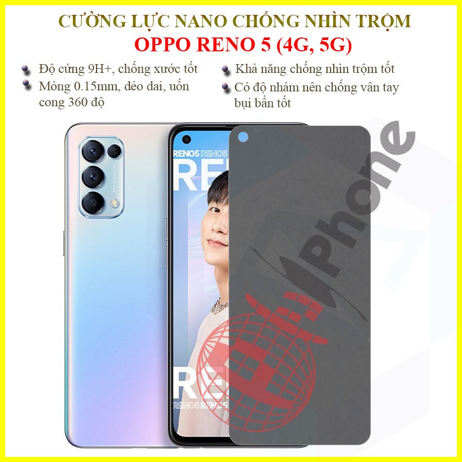 Dán chống nhìn trộm Oppo Reno5 (Reno 5) - Dán cường lực dẻo nano