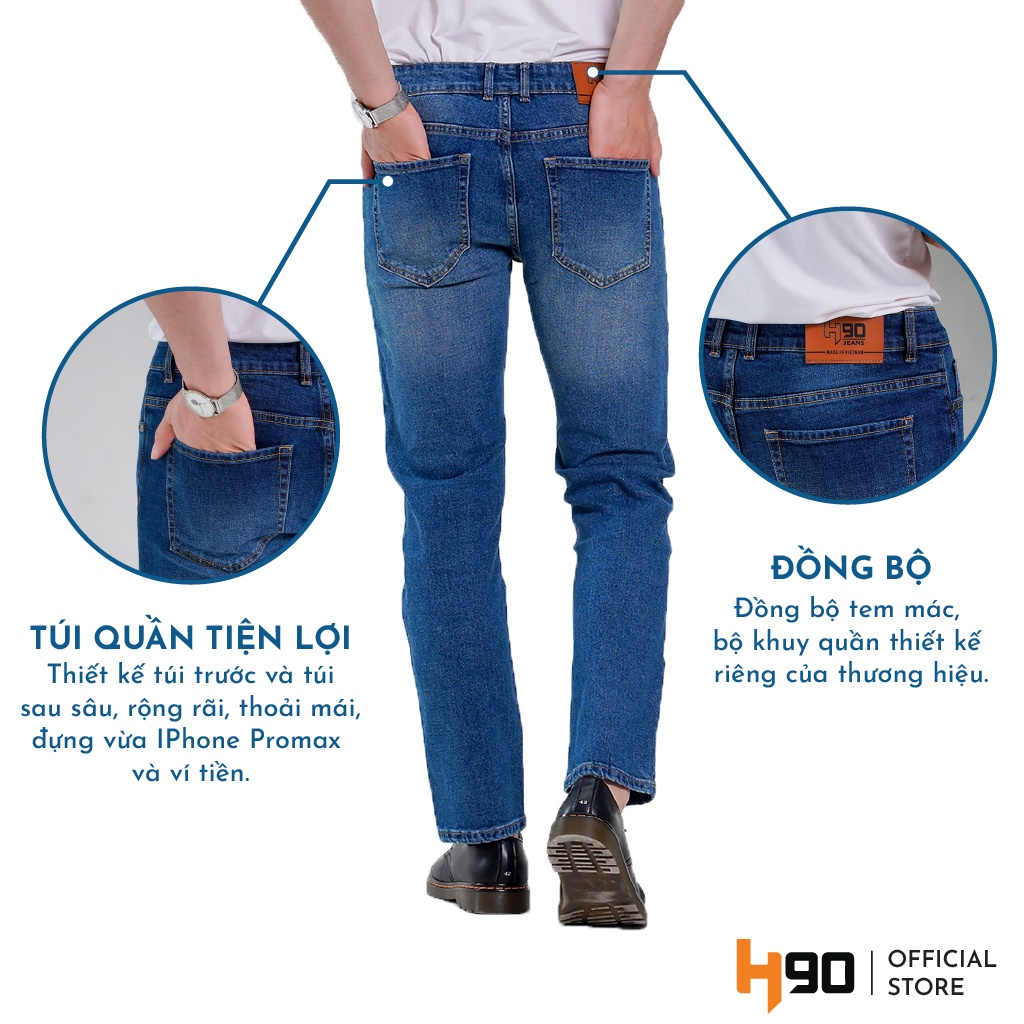 Quần Jean Nam Cao Cấp Form Ôm H90 Dáng Slimfit Chất Bò Co Giãn J069