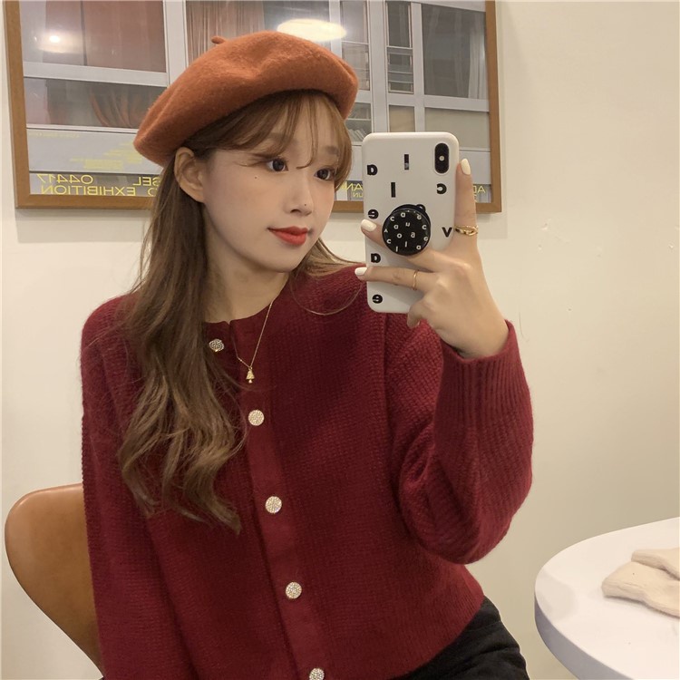 Áo khoác cardigan dệt kim tay dài dáng rộng thời trang xuân thu mới thanh lịch cho nữ