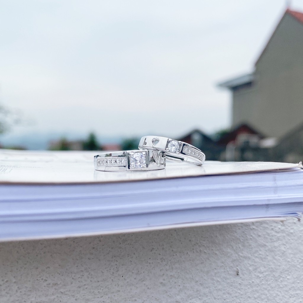Nhẫn đôi tình yêu đính đá giá rẻ đẹp nam nữ cao cấp NB06