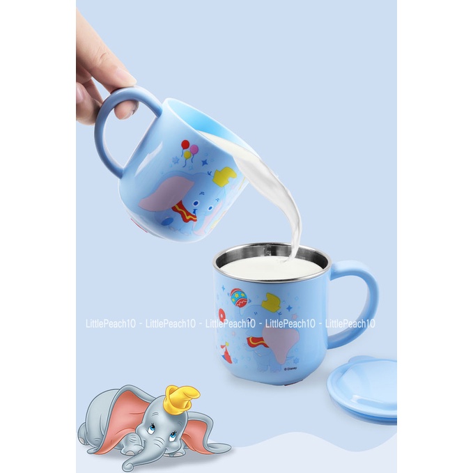 Ly giữ nhiệt in hình Disney có nắp kèm quai Frozen Car95 Mickey Minnie Princess Donald cho bé