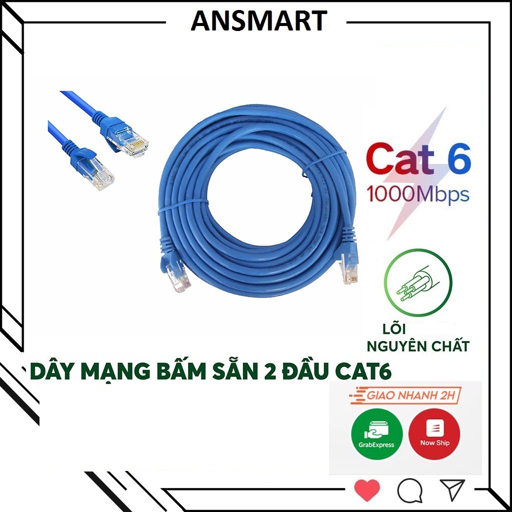 Dây mạng CAT6 dây mạng bấm sẵn 2 đầu dài 10M 15M 20M 25M 30M 35M 40M 45M 50M [ ANSMART ]