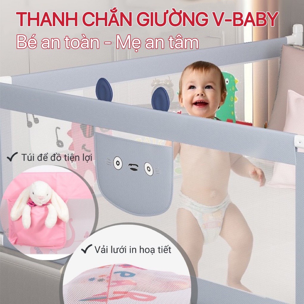 Thanh Chắn Giường V-Baby Khủng Long Mẫu Mới 2022 ( 1 THANH CHẮN 1 MẶT GIƯỜNG)