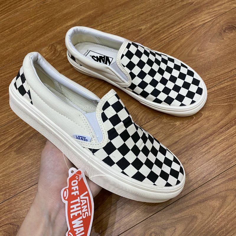 Giày thể thao Vans Slipon Trung 1:1 - Giày lười Vans Caro thể thao nam nữ