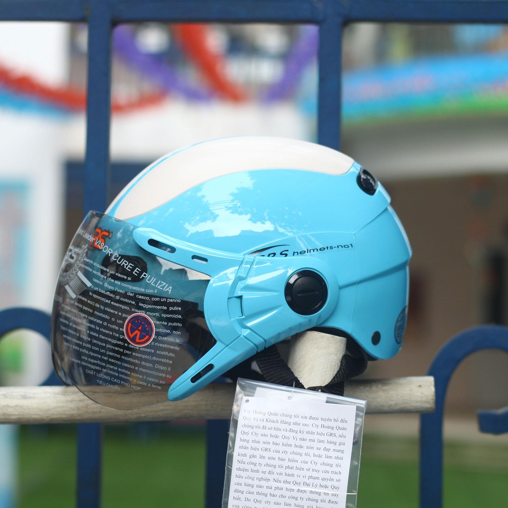Mũ bảo hiểm nửa đầu có kính GRS A102K, Màu xanh ngọc, bảo hành 12 tháng SHOP MŨ 192