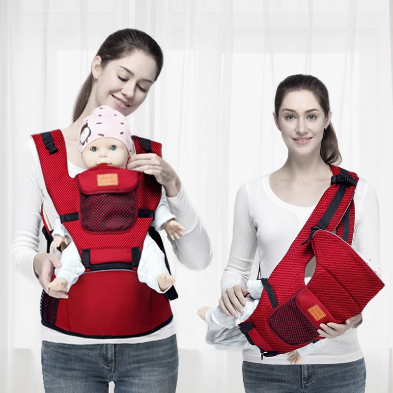 Địu em bé đa năng, địu trẻ em đa năng cao cấp 12 tư thế dây đai dày dặn mềm mại giúp cha mẹ đỡ đau mỏi vai, gáy khi địu
