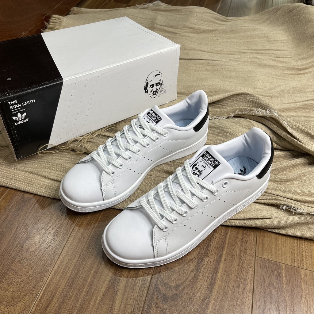 Giày Stansmith da trắng chất liệu da miếng chống nhăn kiểu dáng classic dễ phối đồ