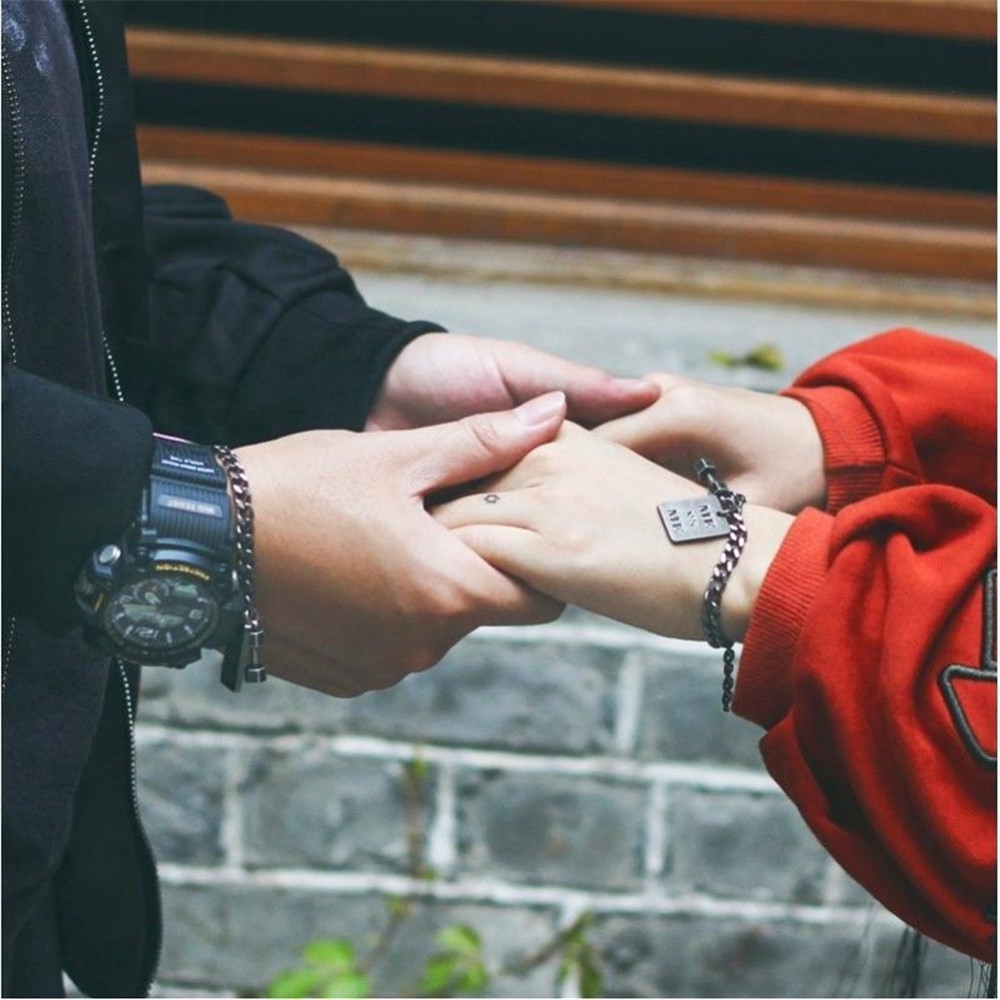 Vòng tay chuỗi mắc xích hình chữ You And You/Me And Me cá tính