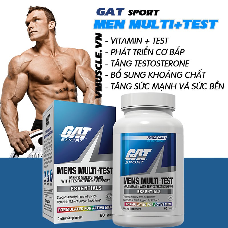 GAT Sport Men's Multi +Test bổ sung multivitamin kết hợp tribulus và boron