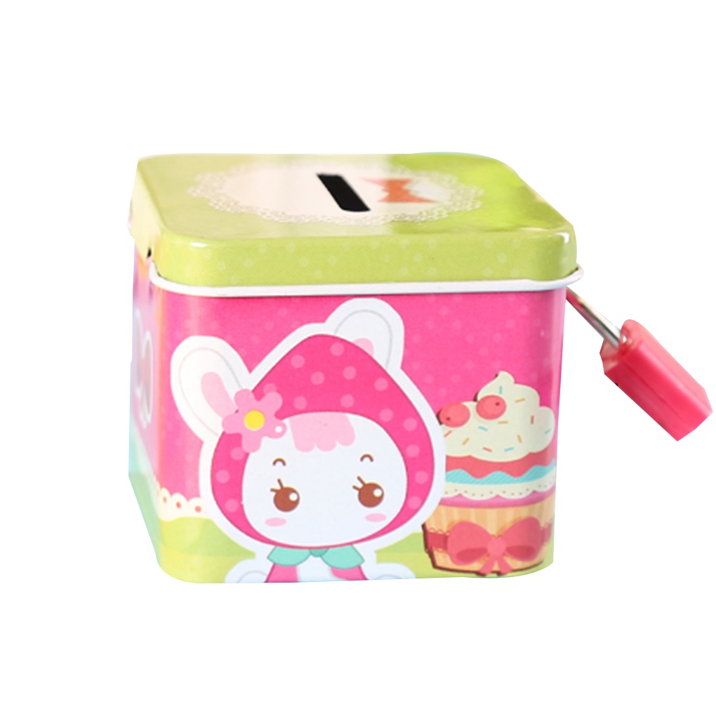 Cartoon Cute Square Tin Metal Piggy Bank Saving Cash Coin Money Box Children Toy Kids Gifts Random Color【Huiteni】