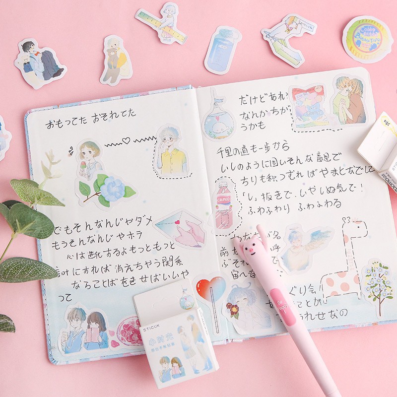 Hộp 46 sticker nhãn dán đáng yêu phong cách nhật bản Box Sticker ST184