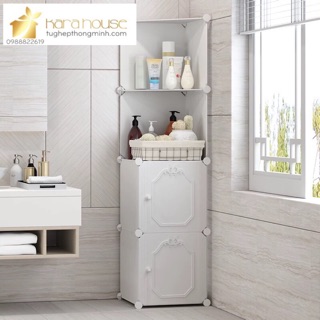 [HÀNG SIÊU CẤP] TỦ NHỰA GHÉP 4 NGĂN CÓ 2 Ô KÈM 2 KỆ GÓC CỬA ĐÚC SIÊU SANG CHẢNH.