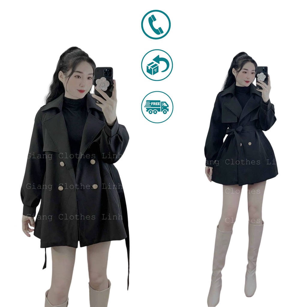 Áo khoác blazer nữ HAVASA áo khoác vest blazer nữ chất vải kaki may hai lớp, thiết kế kèm đai thắt bụng mã LL033