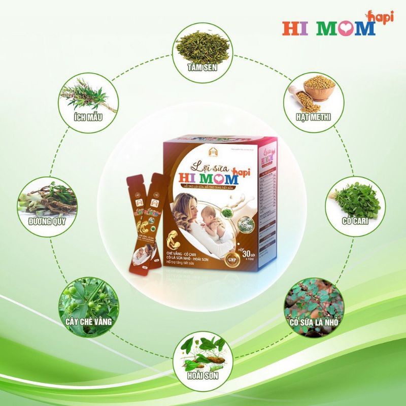 Lợi Sữa Hi Mom Hapi Chính Hãng Hộp 30 Gói Kèm Quà Tặng