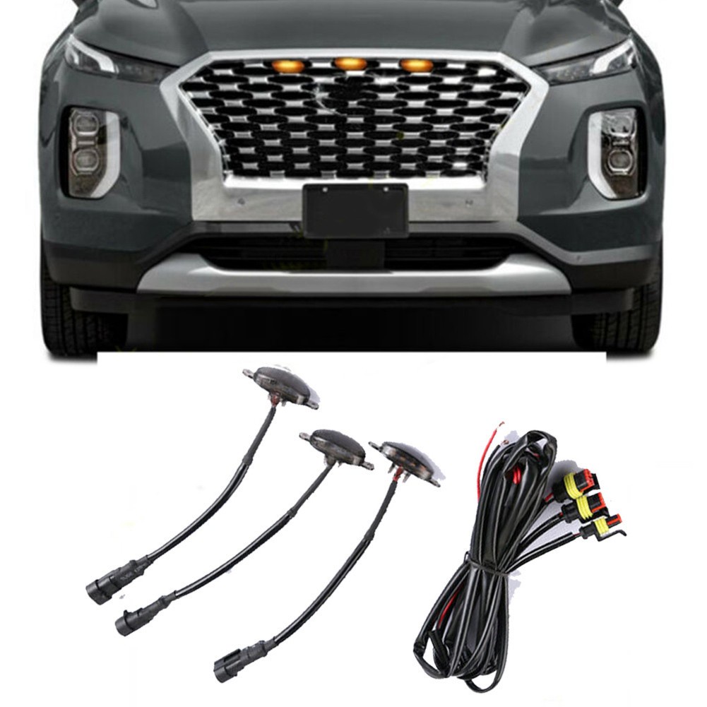 Đèn LED Ánh Sáng Vàng Gắn Trang Trí Lưới Tản Nhiệt Cho Xe Toyota RAV4 2019-2021