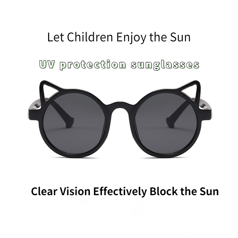 Kính mát gọng trong suốt kiểu mắt mèo dễ thương phong cách Hàn Quốc xinh xắn dành cho bé trai và bé gái